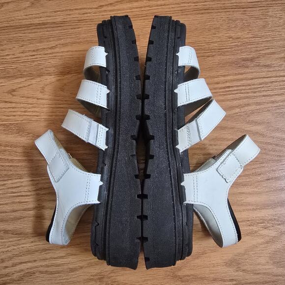 Skechers Luxe Foam Black White Low Wedge Sandals Women’s 7.5/8 Comfort Straps - Picture 5 of 8